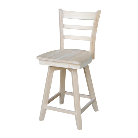 INTERNATIONAL CONCEPTS Emily Counter Height Stool, 24" Seat Height, with Swivel, Unfinished S-6172SW